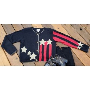 The Icing Vintage Stars & Stripes Black Cardigan M